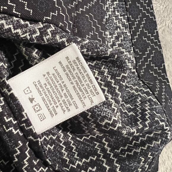 Nat Nast Shirt Mens 2XL Blue White Geometric Silk Cotton Short Sleeve Button Up - Picture 7 of 9